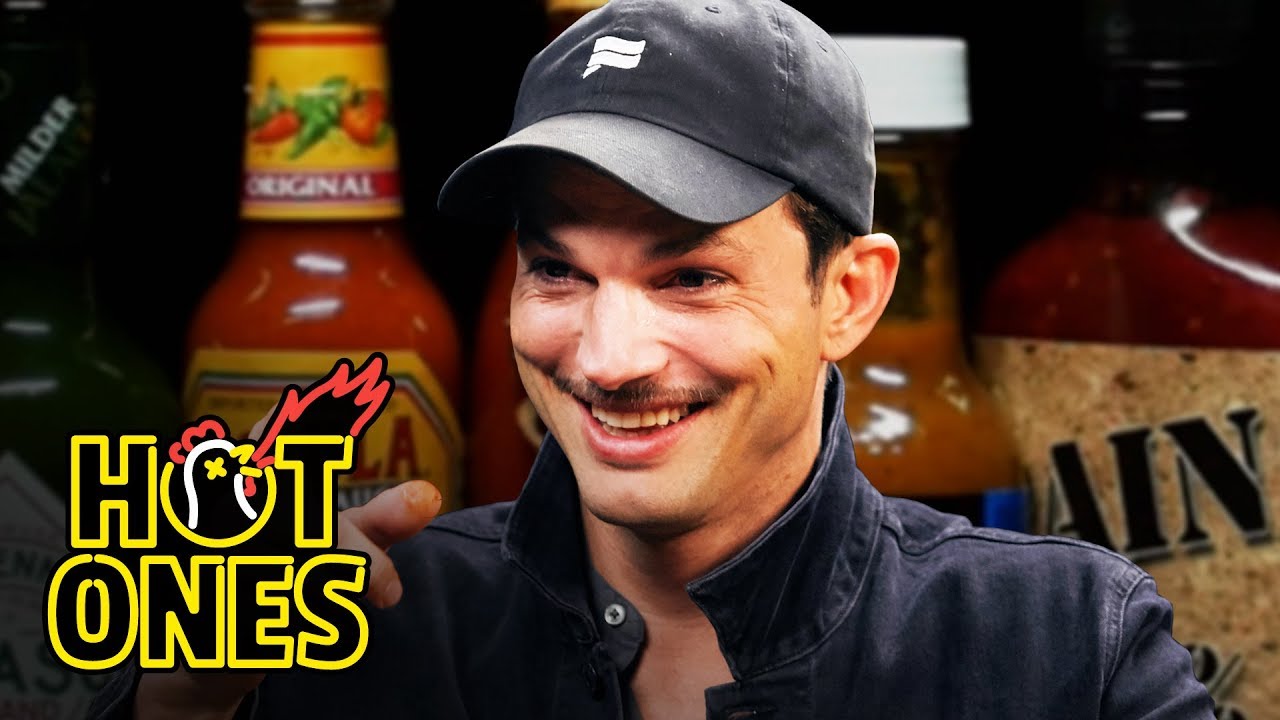 Ashton Kutcher Gets an Endorphin Rush While Eating Spicy Wings | Hot Ones